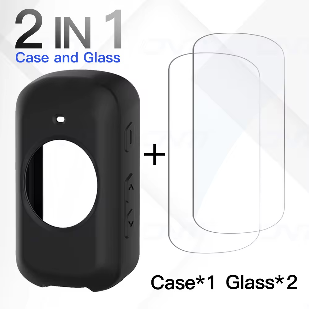 2Pcs Tempered Glass + Silicone Case for Garmin Edge 850 550 840 540 530 830 1040 130 Plus GPS Stopwatch Screen Protector Cover