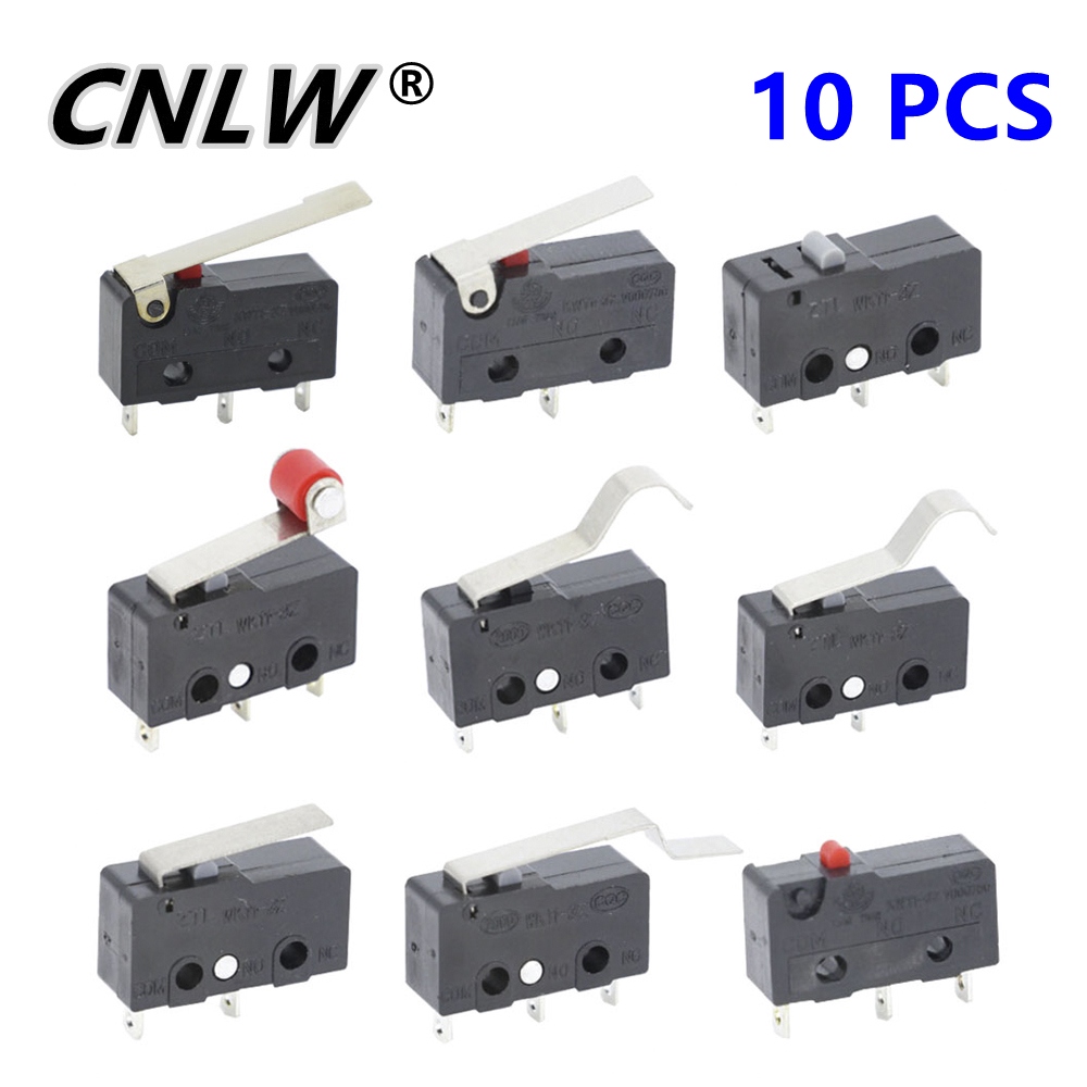 10 PCS Micro Switch 2/3Pin NO/NC Mini Limit Switch 5A 250VAC KW11-3Z Roller Arc Lever Snap Action Push Micro Switches