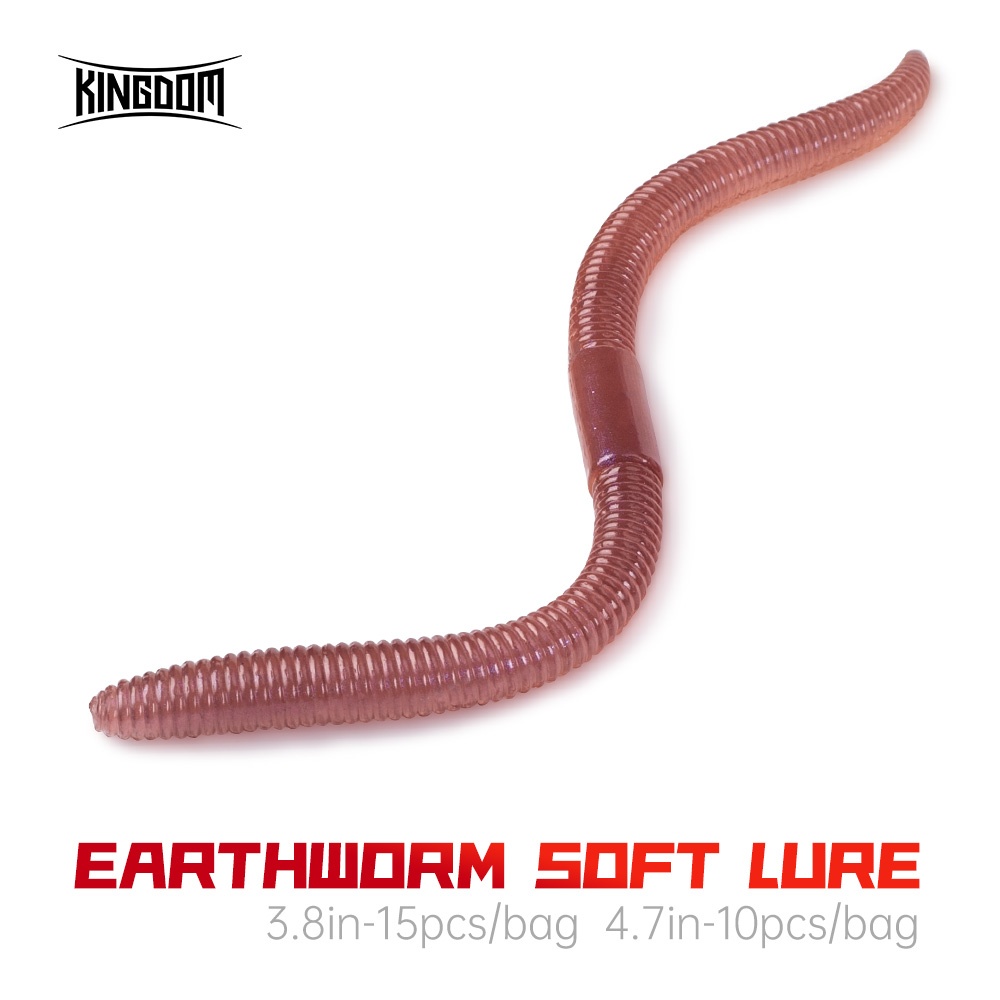 Kingdom 15pcs Earthworm Soft Lure Sinking 1.8g 96mm 2.8g 120mm Artificial Fishing Lures Bass Flatfish Worms Fishing Soft Baits