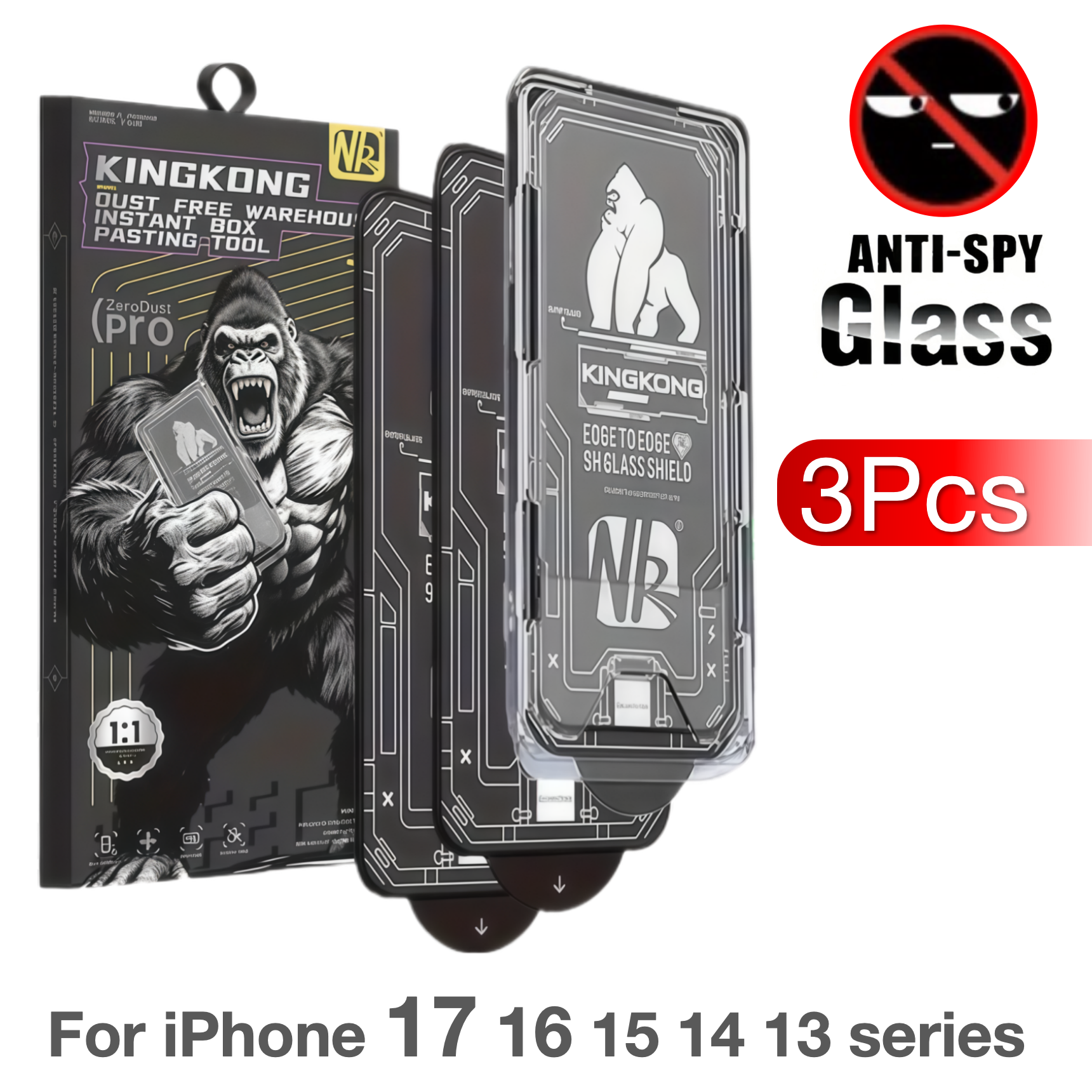 3Pcs For Apple iPhone 17 Pro Max 16 15 14 Plus 13 Air Anti-Peeping Tempered Glass Screen Protector 9H No Dust  Accessories