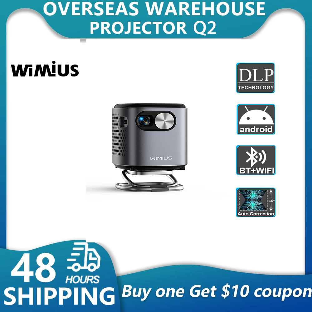 Wimius DLP Mini projector 1080P HD Supported 400ANSI Android TV WIFI Bluetooth Outdoor Portable Pocket Projector with Battery