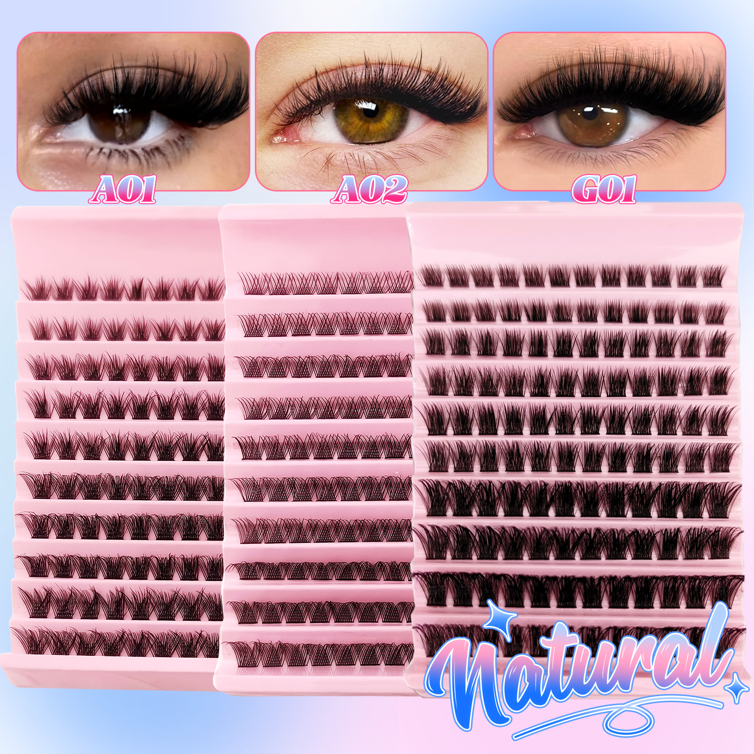 120Pcs Natural Eyelash Cluster Set, D Curl 8–16mm Mixed Length, Soft Band & Lightweight, Reusable False Eyelashes Cat Eye Effect
