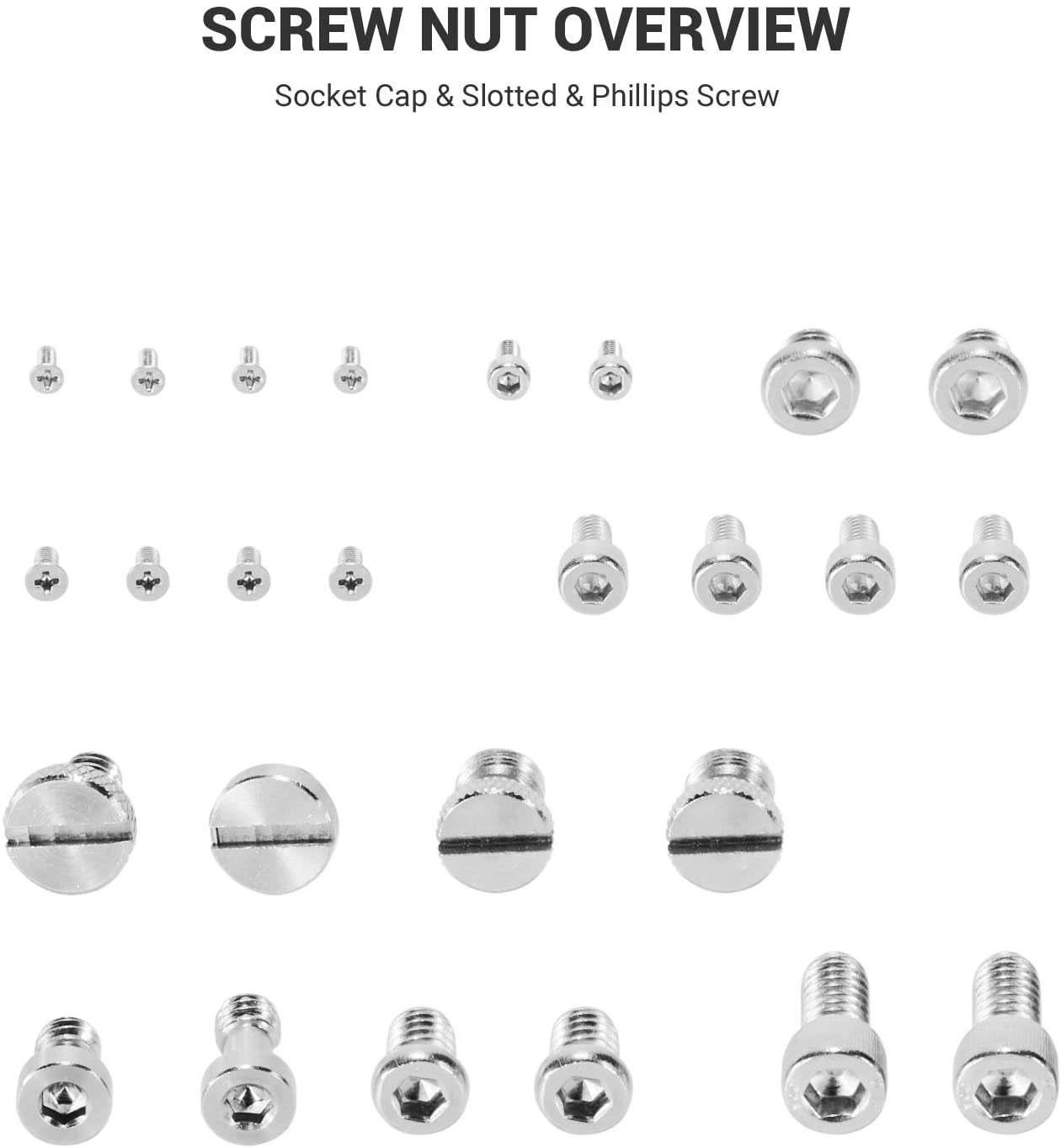 SmallRig Full Kit of 26 Screw Set Mounting Screws for Camera Cages, Handles, Plates Includes 1/4”, 3/8”, M2, M2.5, M3/M4 AAK2326