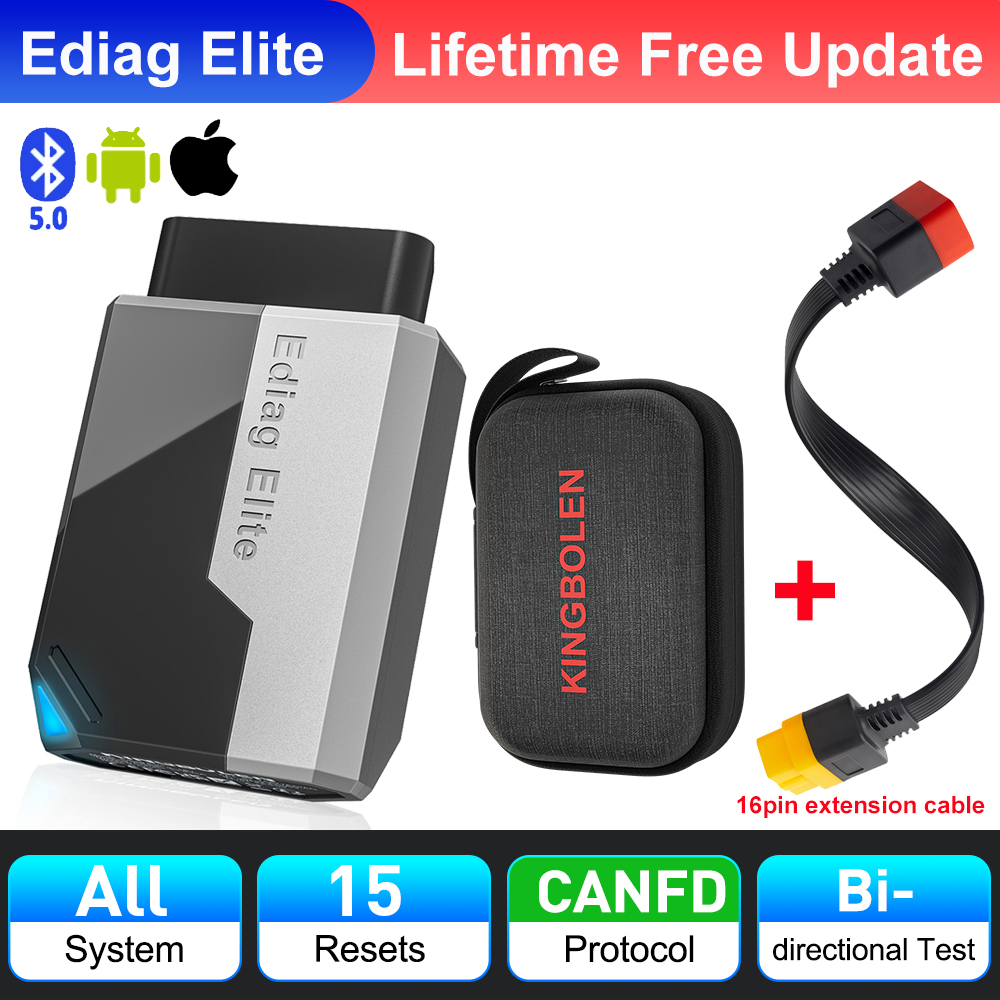 2026 New KINGBOLEN Ediag Elite Lifetime free Car Diagnostic Tools All system 15 Resets Bi-directional Test  Auto Scanner OBD2 with 0.36m Cable / United States / Lifetime Free Update