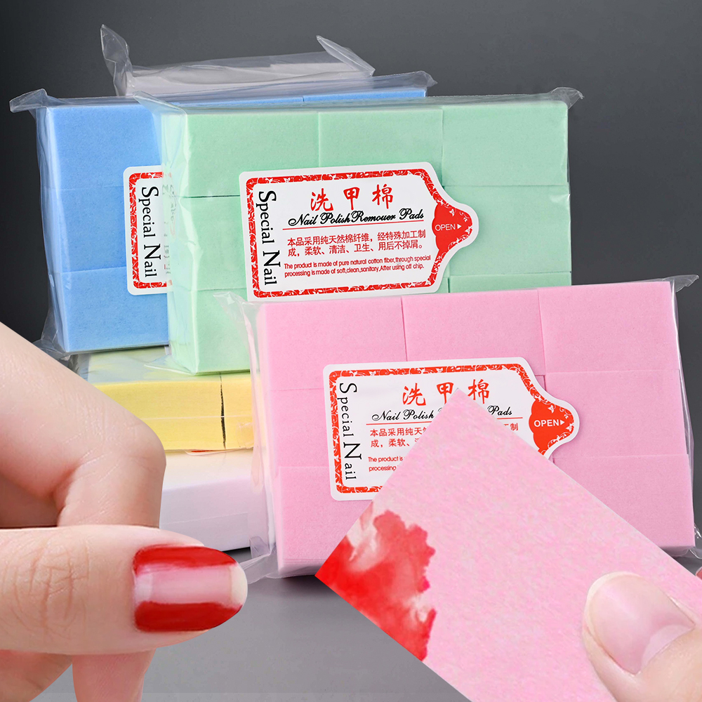 100/500/600/1000Pcs Professional Lint-Free Cotton Pads 100% Gel Clean Manicure Pads Lint-Free Wipes Cleaner Nail Cleaning Tools