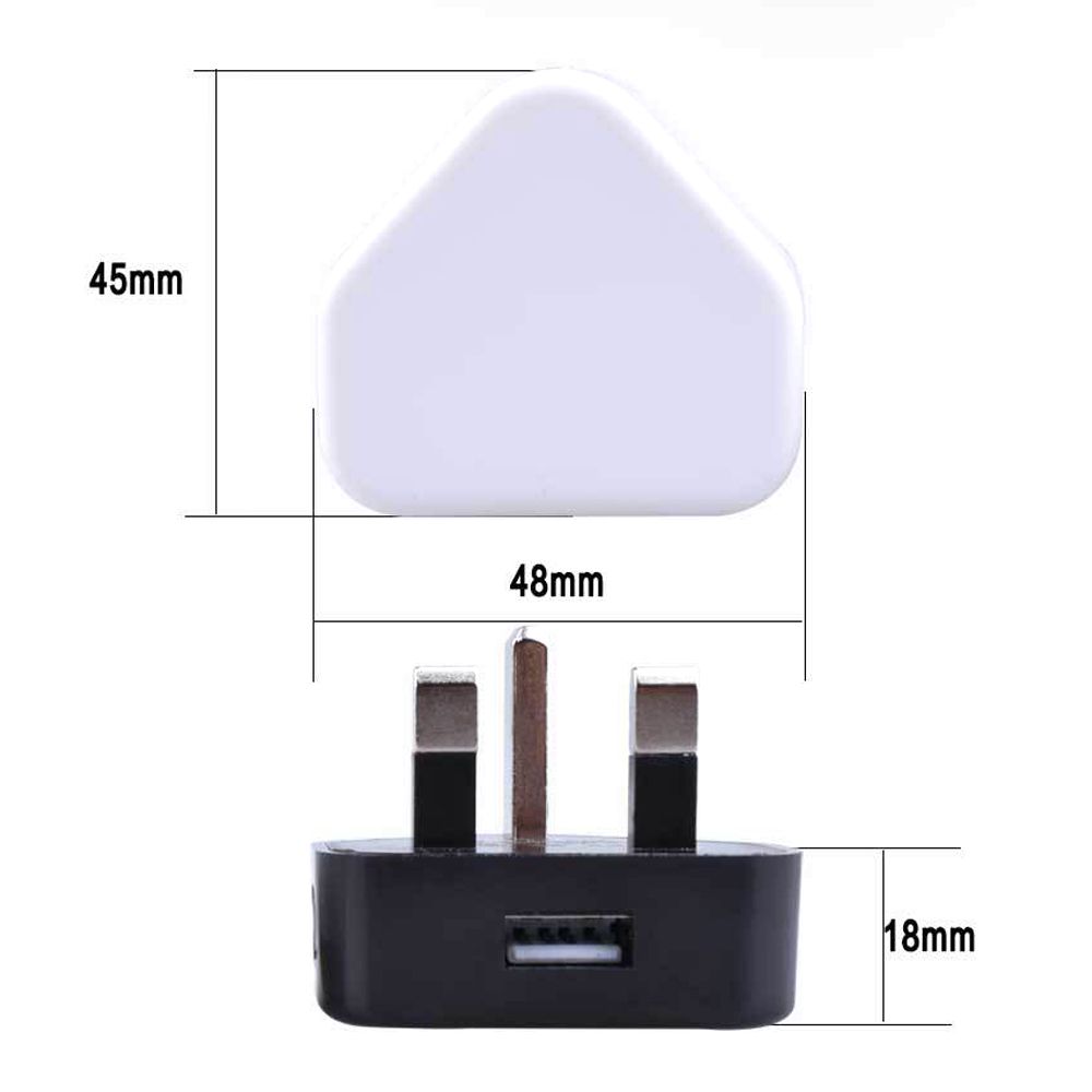 Office 1 Port USB 5V 1A 3 Pin Wall Charger UK Plug USB Charger Power Adapter