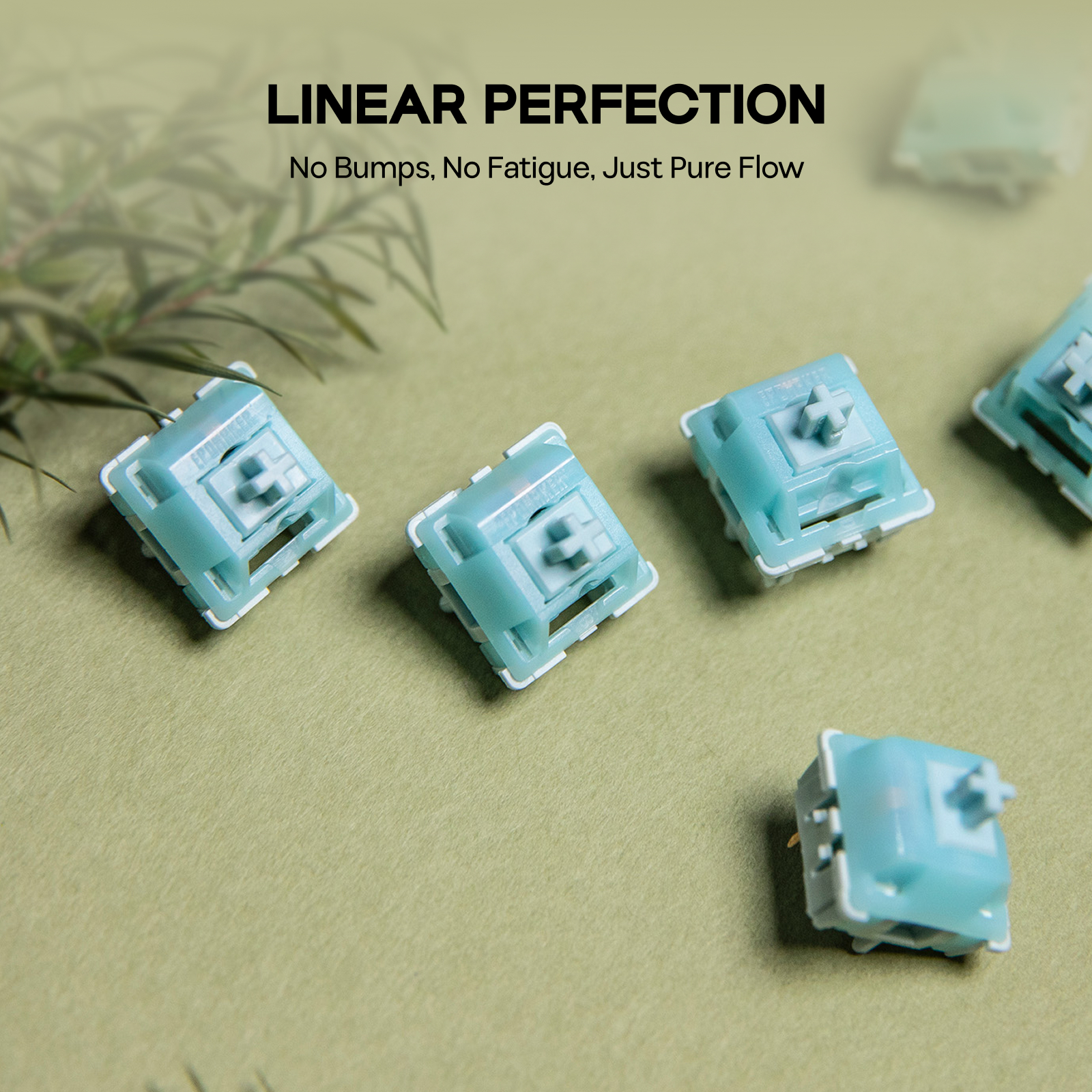 100 Pieces EPOMAKER Creamy Jade Linear Switch Set 5-Pin Pre-Lubed Switches with POK Stem Compatible with MX Structure Keycaps