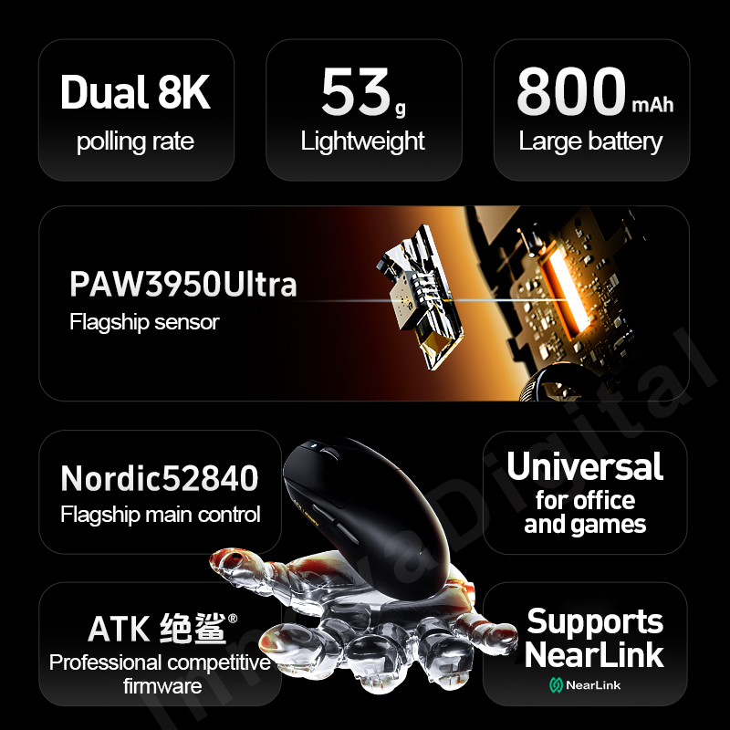 ATK Dragonfly A9 Ultra Wireless Gaming Mouse PAW3950 Ultra Lightweight Tri-mode Ergonomic E-sports Gamer FPS Mice A9 SE Plus