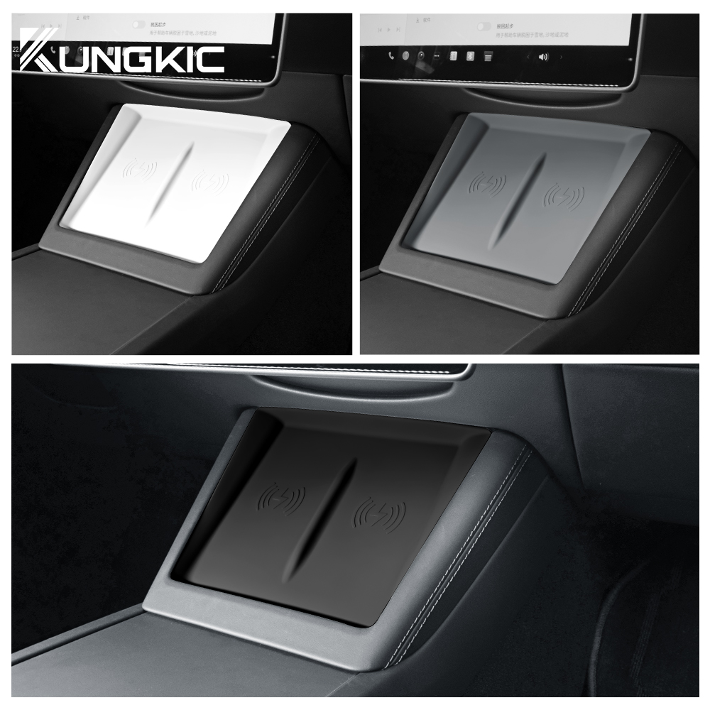 for Tesla Model 3 Highland 2024-26 Model Y 2025 2026 Juniper Silicone Wireless Car Charging Pad Non-Slip Mat Dust-Proof Charger
