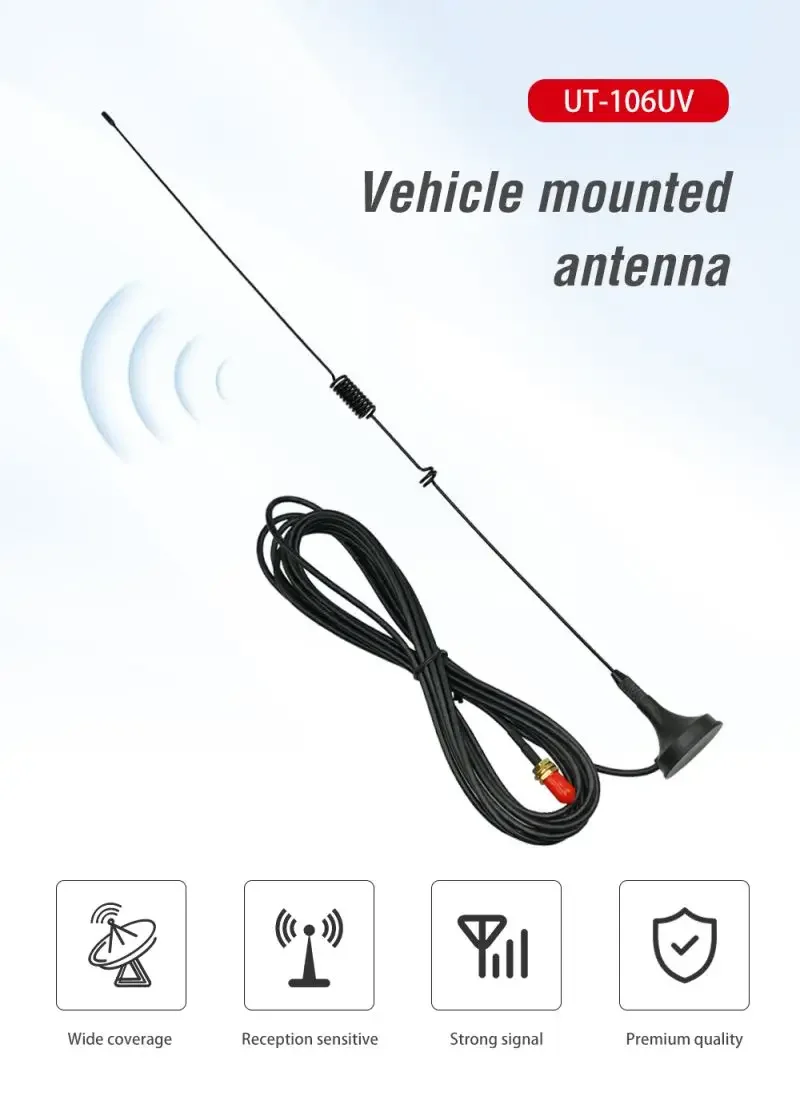 Nagoya UT-106UV Car Ham Radio Magnetic Antenna VHF/UHF Dual Band SMA-Female for Baofeng BF-888S UV-5R/9R/10R/82 Walkie Talkie