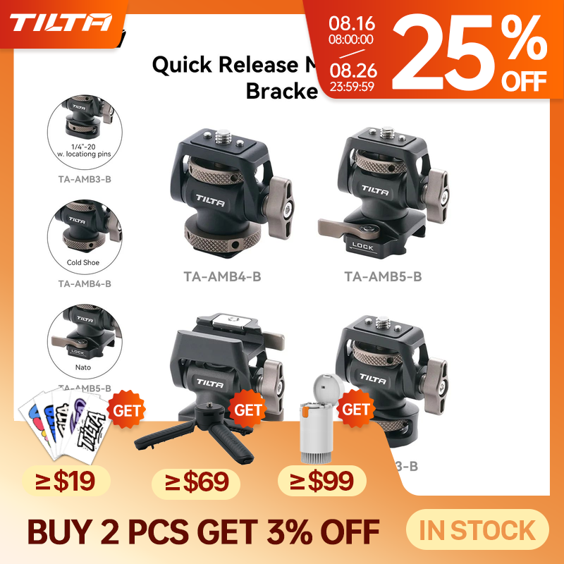 TILTA TA-AMB Adjustable Quick Release Monitor Holder Camera Clamp Swivel and Tilt Monitor Mount with Cold Shoe/ARRI/ NATO Mount