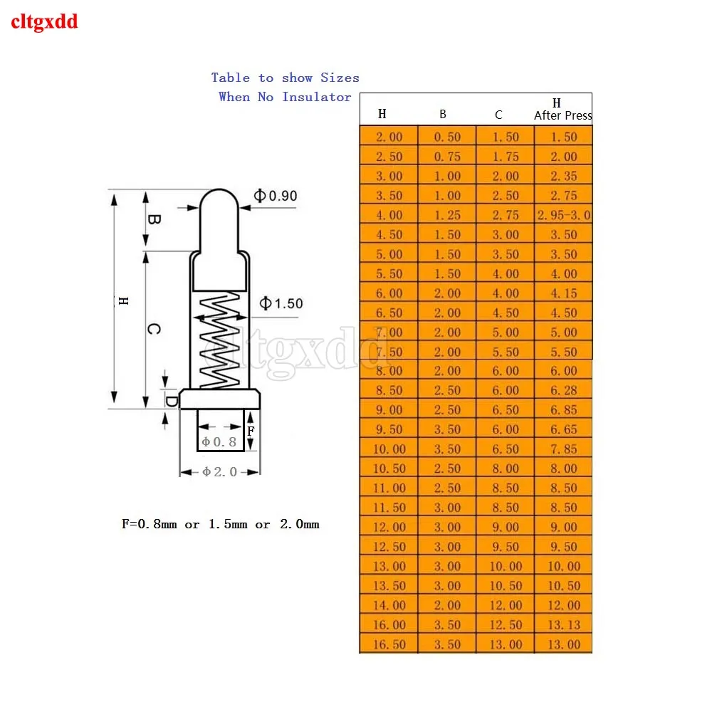 10 Piece Pogo Pin Connector Pogopin Battery Spring Load Contact SMD Pin PCB 2 3 4 5 6 7 8 9 10 12 14 15 16 mm Test Spring Probe