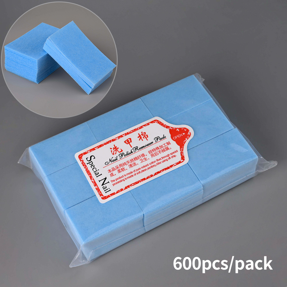 100/500/600/1000Pcs Professional Lint-Free Cotton Pads 100% Gel Clean Manicure Pads Lint-Free Wipes Cleaner Nail Cleaning Tools