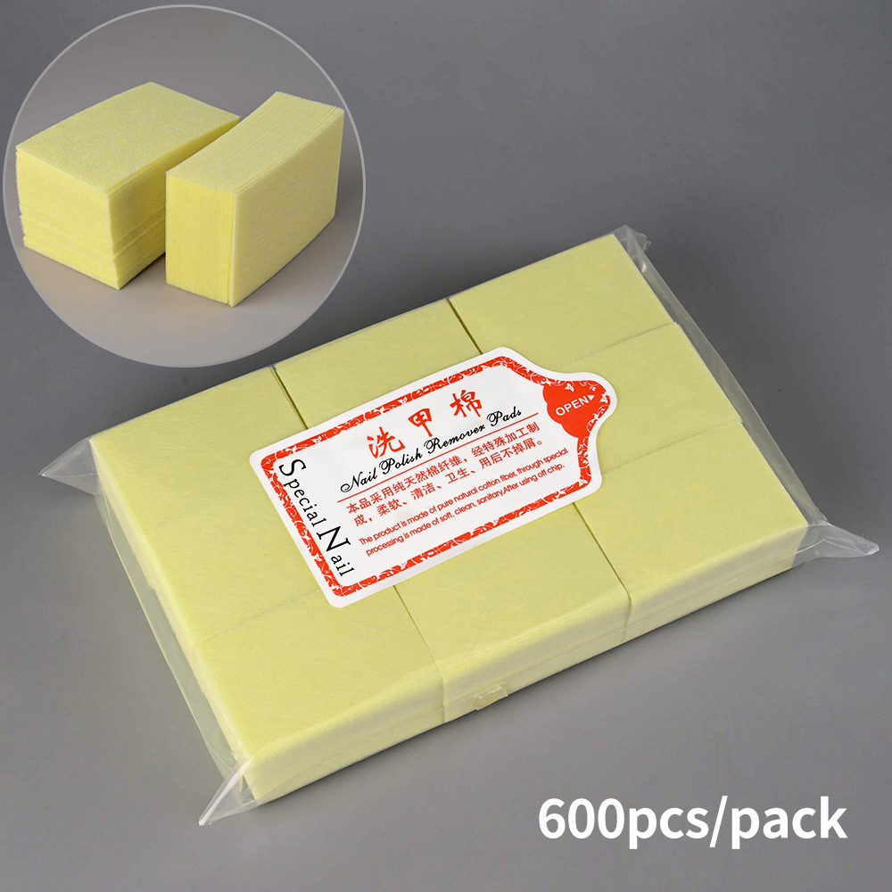 100/500/600/1000Pcs Professional Lint-Free Cotton Pads 100% Gel Clean Manicure Pads Lint-Free Wipes Cleaner Nail Cleaning Tools
