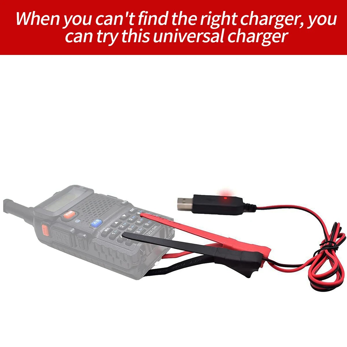 Baofeng Walkie Talkie Universal USB Charger Cable for BaoFeng UV-5R UV-82 BF-888S TYT Retevis Two Way Radio with Indicator Light