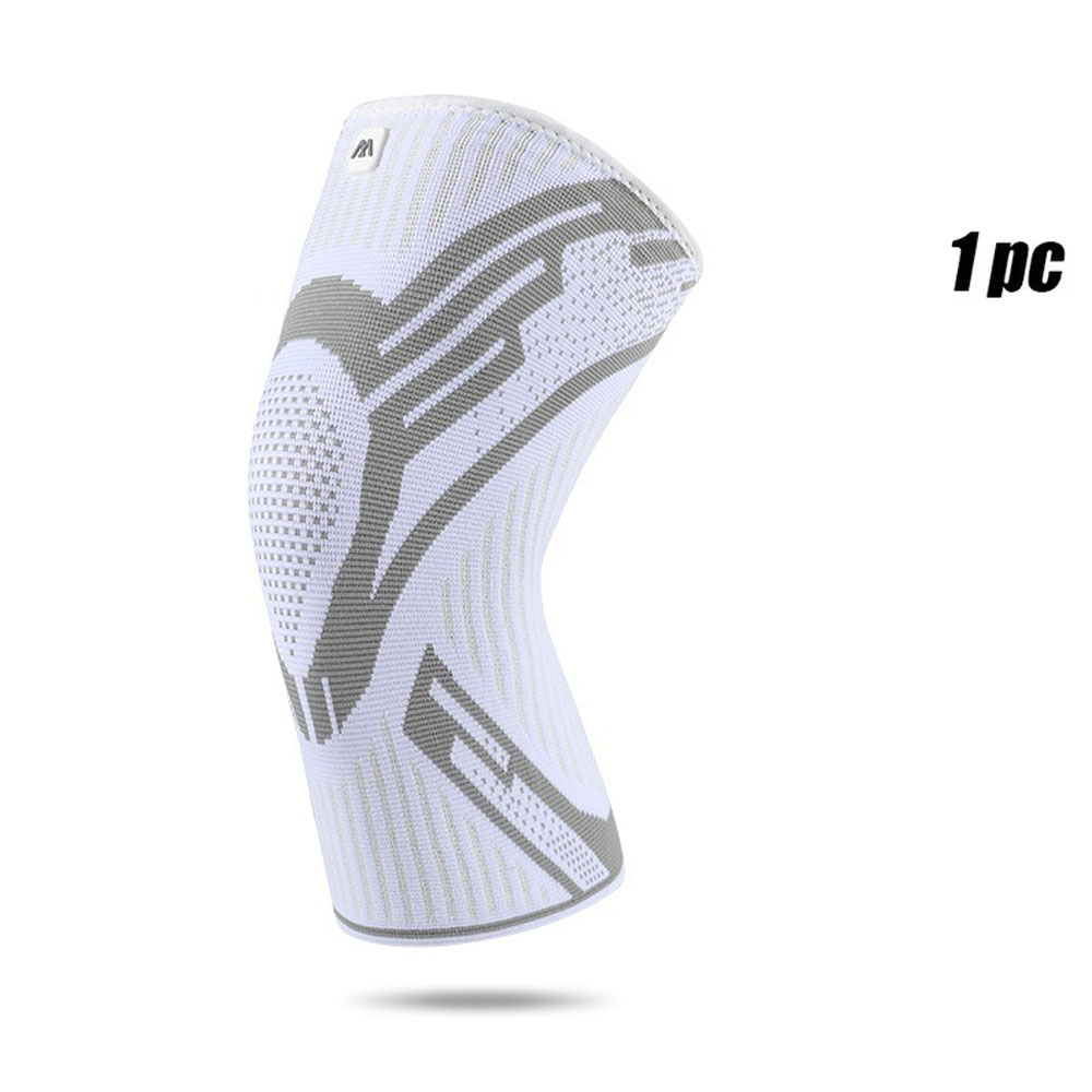 1 Pcs Compression Knee Support Sleeve Elastic Breathable Knee Pads Brace Springs Gym Sports Protector Basketball Volleyball Run WHITE / S