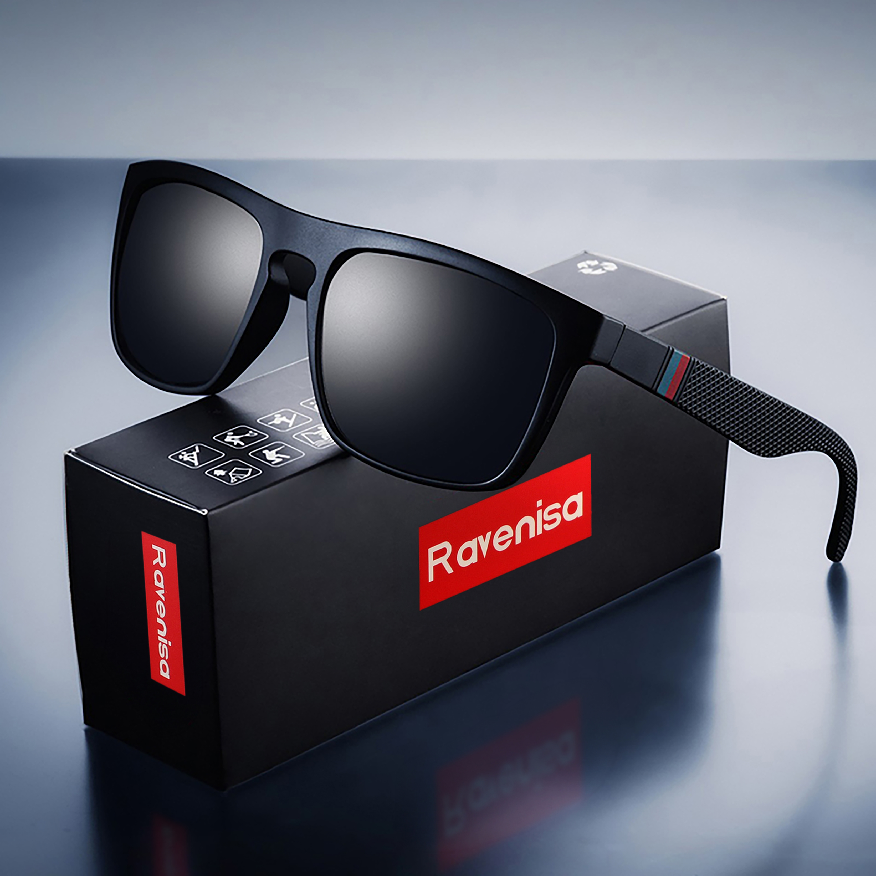Fashion Square Vintage Polarized Sunglasses Men Women Retro Driving Fishing  Sun Glasses UV400 Eyewear black / polarized