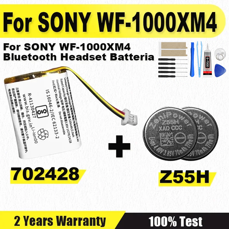Brand-New Z55H 3.85V 70mAh Replace Battery For SONY WF-1000XM4 Bluetooth Earbuds Headset Batteria + Free Gift Tools
