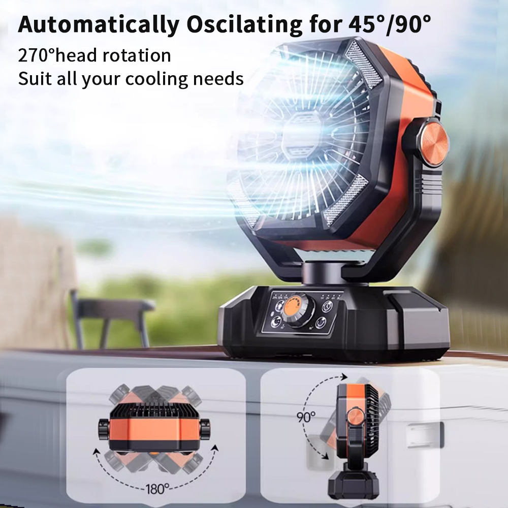 Radiator Fan 20000mAh Battery Camping Fan 4 LED Lantern 8 Speeds Desk Fan Portable Outdoor Fan for Tent Power Outages Jobsite