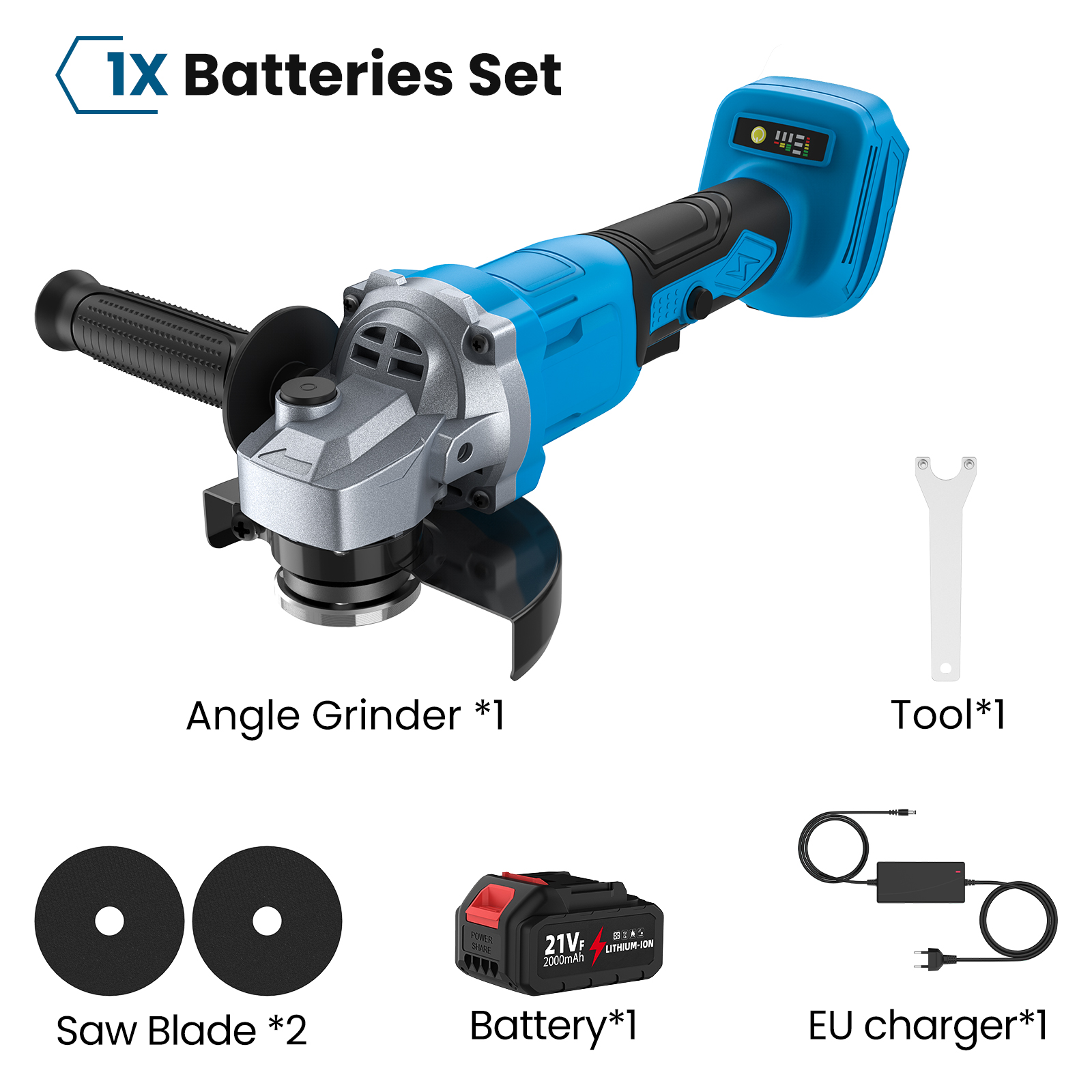 125MM Brushless Electric Angle Grinder 3 Speed Cutting Machine Cordless home DIY Woodworking Power Tools For Makita 18V Battery Battery Set / Poland