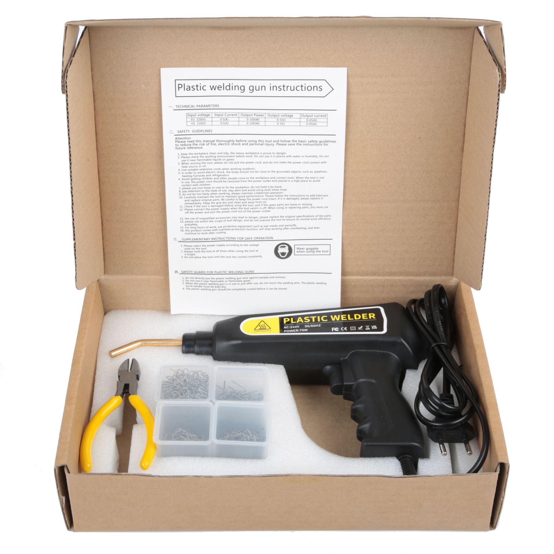 New Plastic Welding Gun Car Bumper Repair Welder Heat Laminator Bumper Repair Kit 400Pcs Repair Nail Multi-function Welder Paper box set / V / spain
