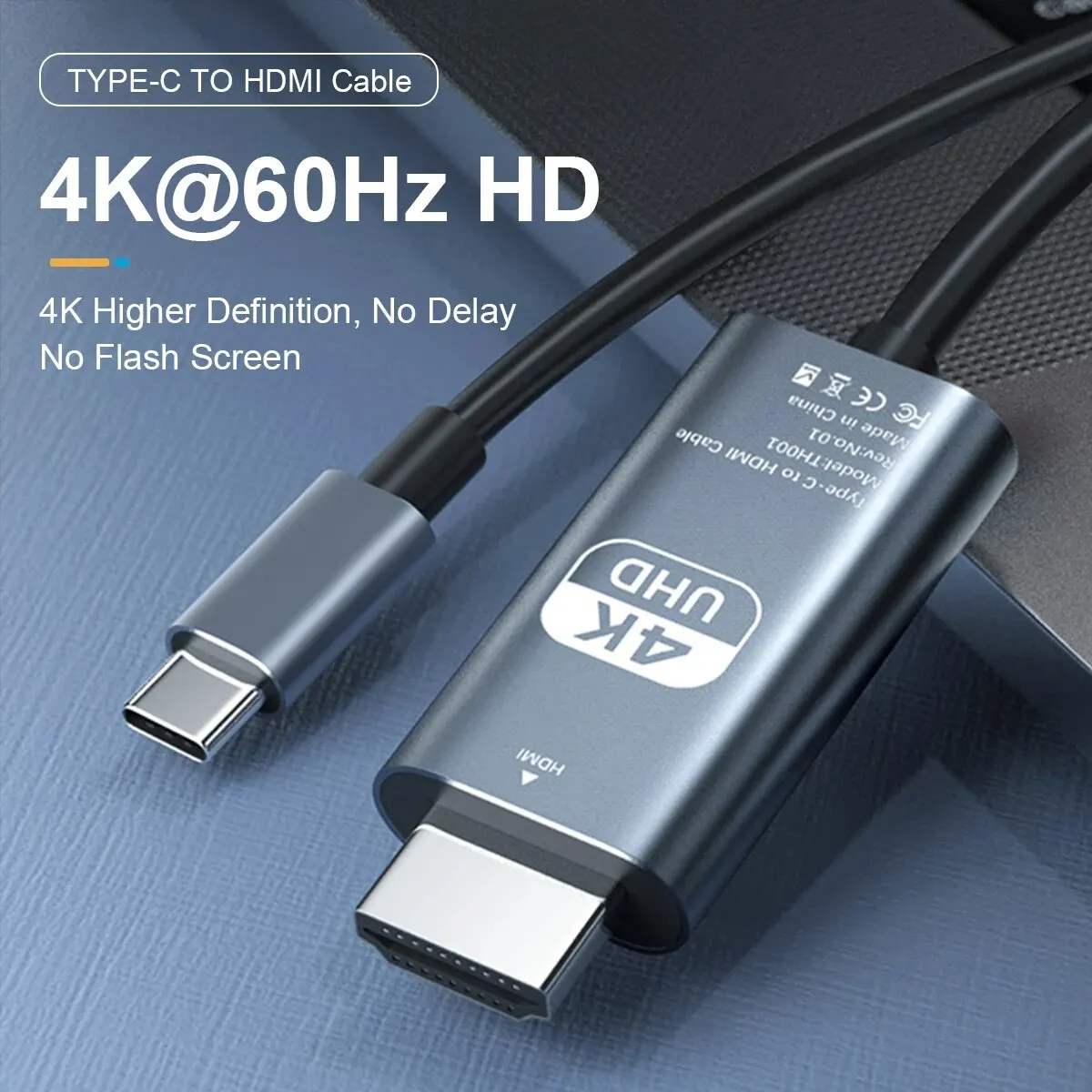 4K HD Video Conversion Cable Typec To Hdtv Same Screen Cable TV Computer 2 Meters Braided Screen Projection Cable K 60HZ PVC