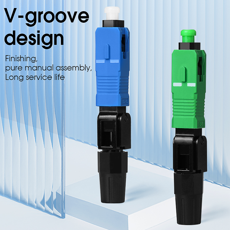 FTTH Optical Fiber Quick Connector Single Mode SCUPC/APC Leather Fiber Optic Cable Cold Splicing Fast Connector Assembly Tools