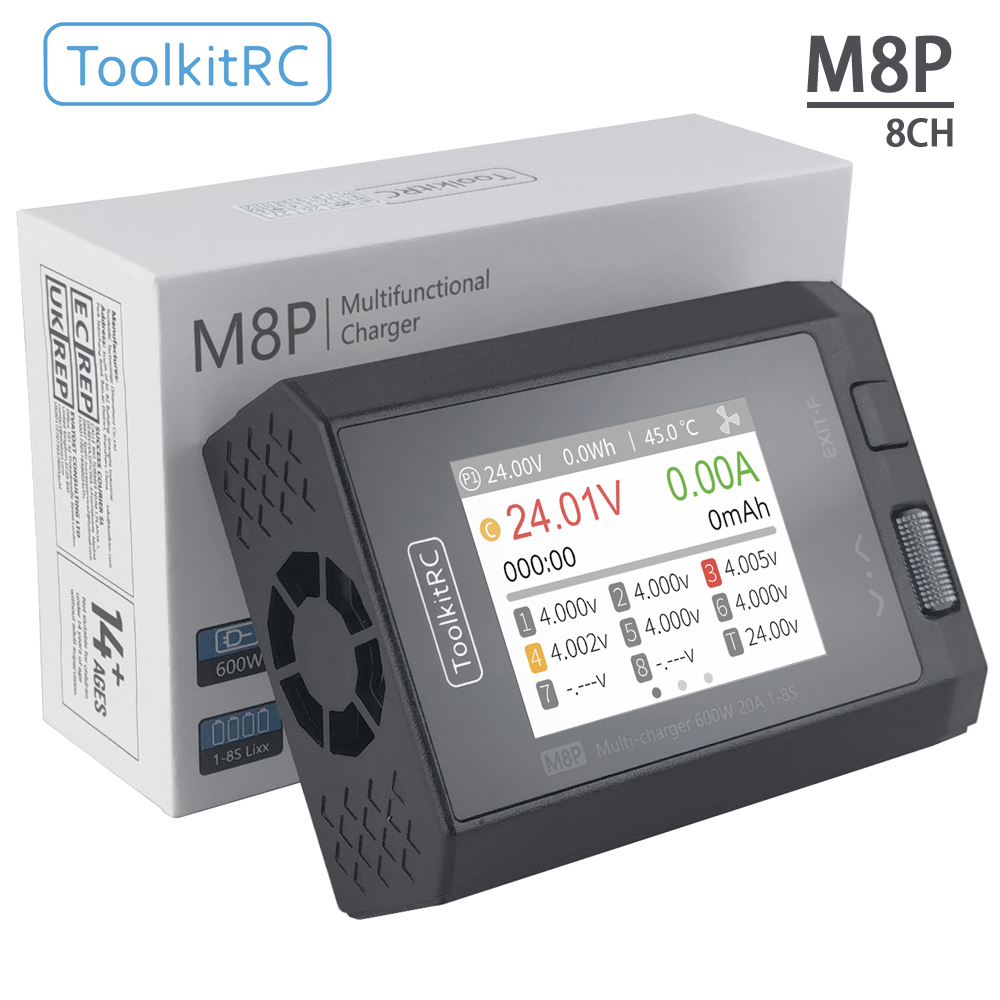 ToolkitRC M8P Intelligent Charger 1-8S 600W 20A Remote Control Car Aviation Model Aircraft Lithium Battery FPV Fast Charging