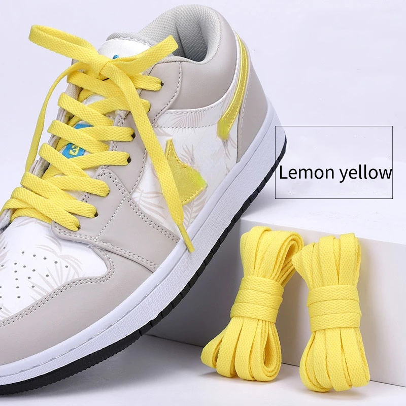 1Pair Flat Shoes Solid Color Shoelaces Canvas Shoes Sports and Leisure Shoelaces Length 100/120/140/160/180cm Shoe Accessories Lemon yellow / cm