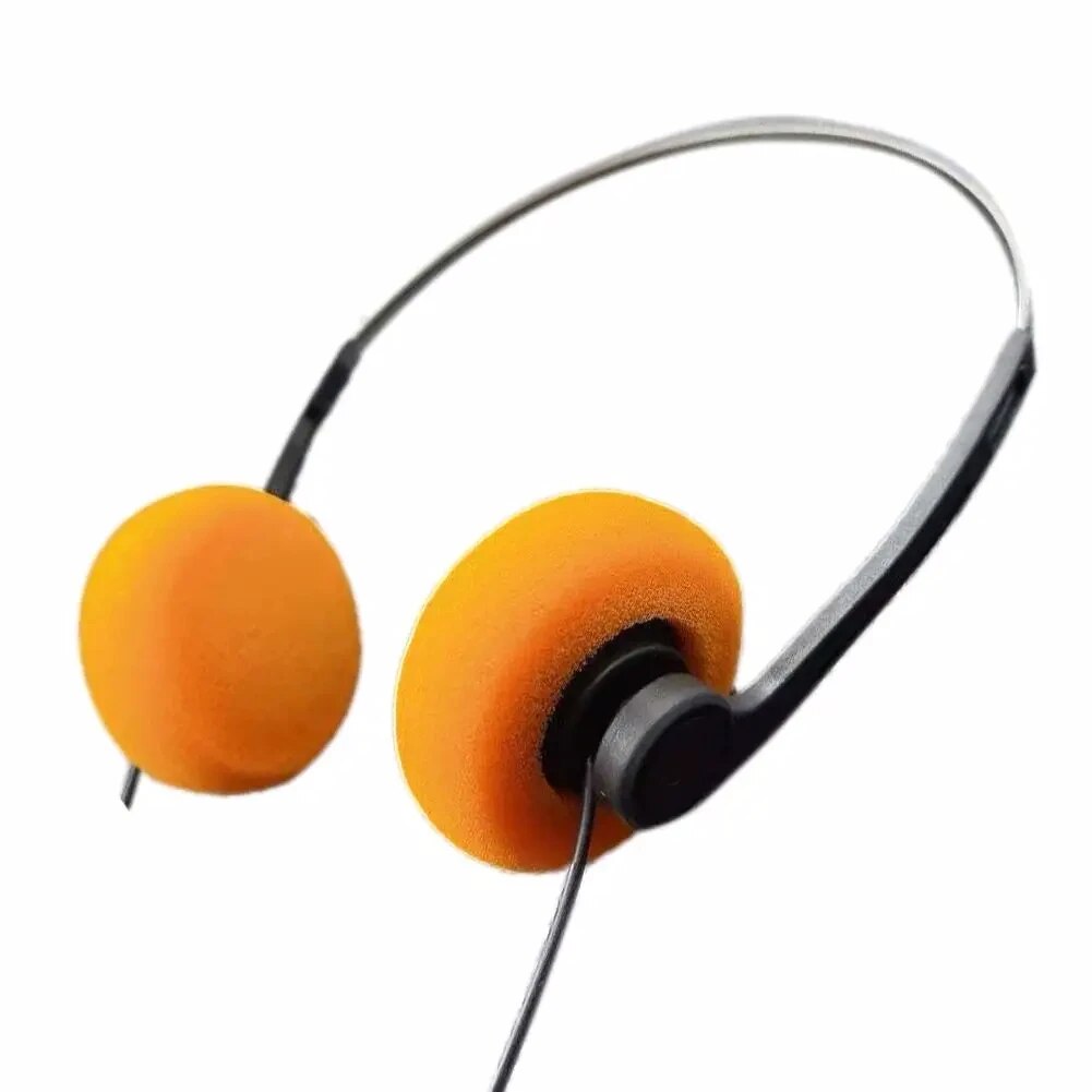 3.5mm Plug Retro Nostalgic Wired Headphones Classic Walkman On-Ear Earphones Portable Stereo Sports Headset Vintage Photo Props MP3 orange