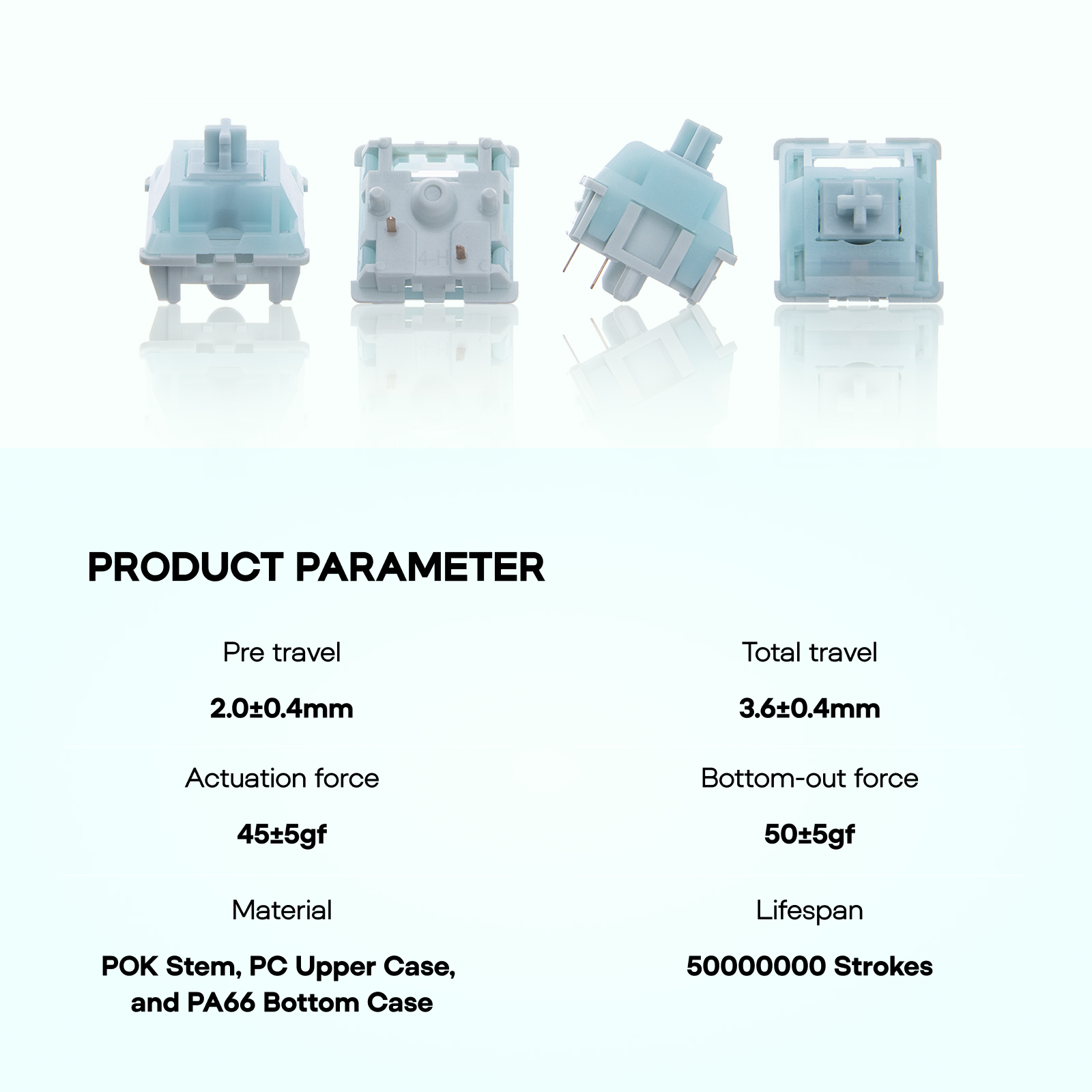 100 Pieces EPOMAKER Creamy Jade Linear Switch Set 5-Pin Pre-Lubed Switches with POK Stem Compatible with MX Structure Keycaps