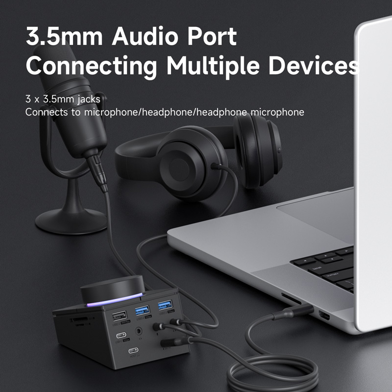 Hagibis Knob USB C Hub With Shortcut Buttons Type-C Docking Station Volume Adjustment Desktop Controller 2.5G RJ45 for Macbook