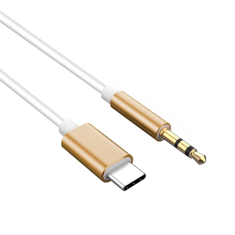 Usb Type C To 3.5mm Aux Audio Cable Headset Speaker Headphone Jack Adapter Car Aux for Samsung S20 Plus Note 20 S21 Ultra Tab S7 Golden / m