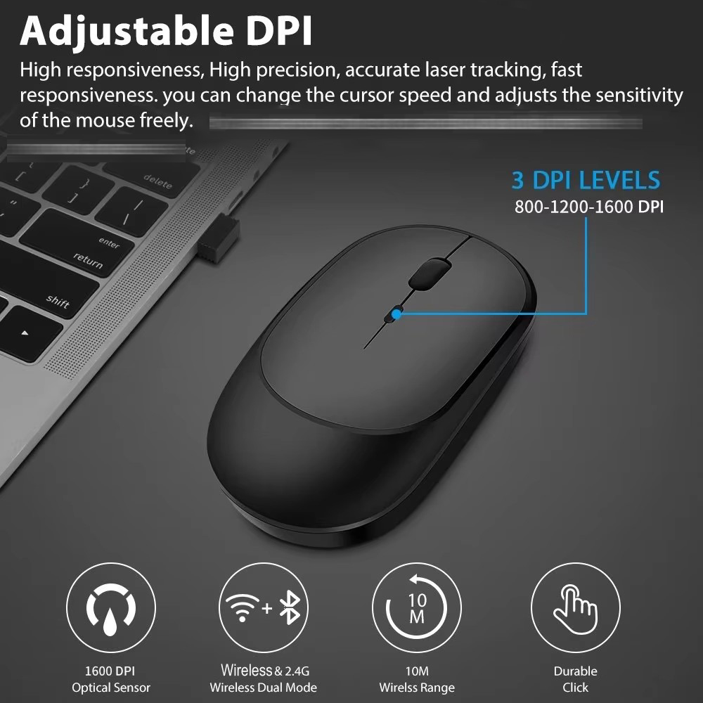 Wireless Mouse Rechargeable Mouse Gamer Dual Modes Bluetooth-compatible 2.4G Mice For Laptop Pad Tablet PC Macbook Mause