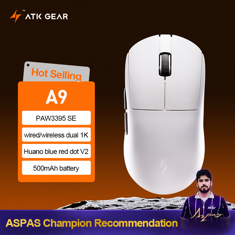 ATK Dragonfly A9 Ultra Wireless Gaming Mouse PAW3950 Ultra Lightweight Tri-mode Ergonomic E-sports Gamer FPS Mice A9 SE Plus A9 White