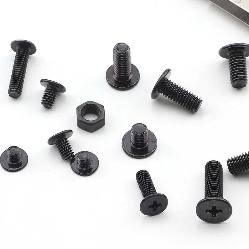 NINDEJIN Phillips Ultra Thin Flat Wafer Head Screw M1.6 M2 M2.5 M3 M4 M5 M6 Carbon Steel CM Thin Head Laptop Screw for Computer