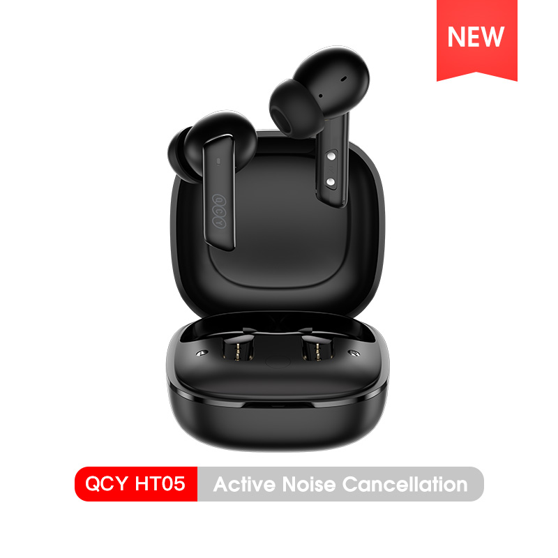 QCY HT05 ANC Wireless Earphones 40dB Active Noise Cancelling Bluetooth 5.2 Headphones 6 Mic ENC HD Call Headset TWS Earbuds HT05 Black / Russian Federation