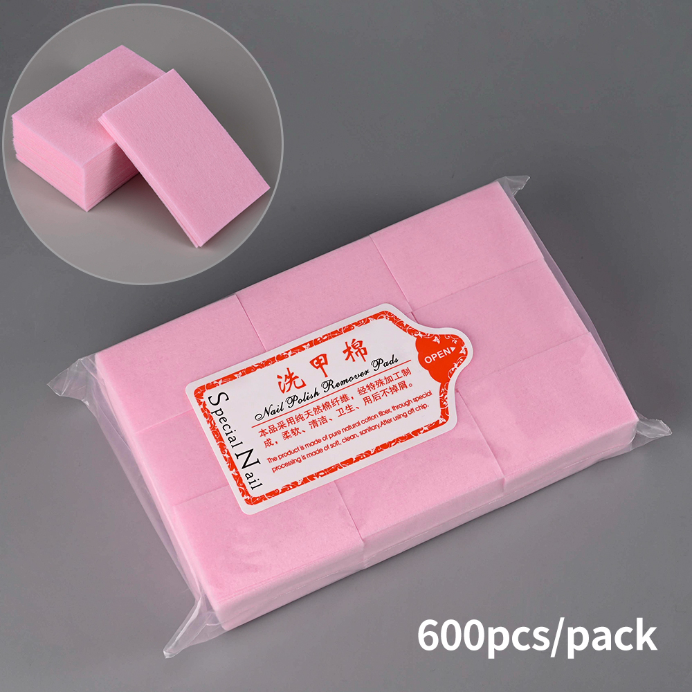 100/500/600/1000Pcs Professional Lint-Free Cotton Pads 100% Gel Clean Manicure Pads Lint-Free Wipes Cleaner Nail Cleaning Tools