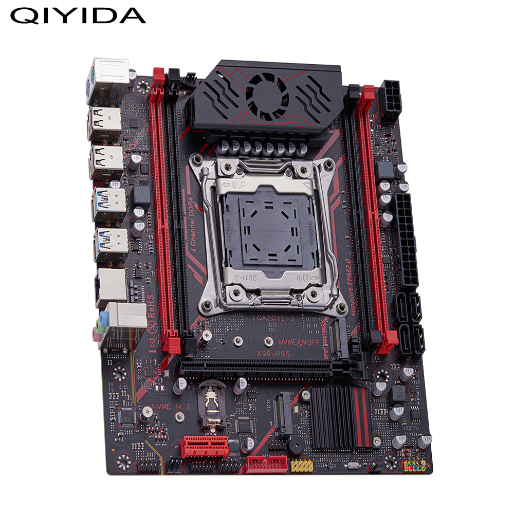 QIYIDA X99 H9S Motherboard Set Kit With LGA2011-3 Xeon E5 2630 V4 CPU DDR4 16GB memory NVME M.2 TPM 2.0 Interface SATA3