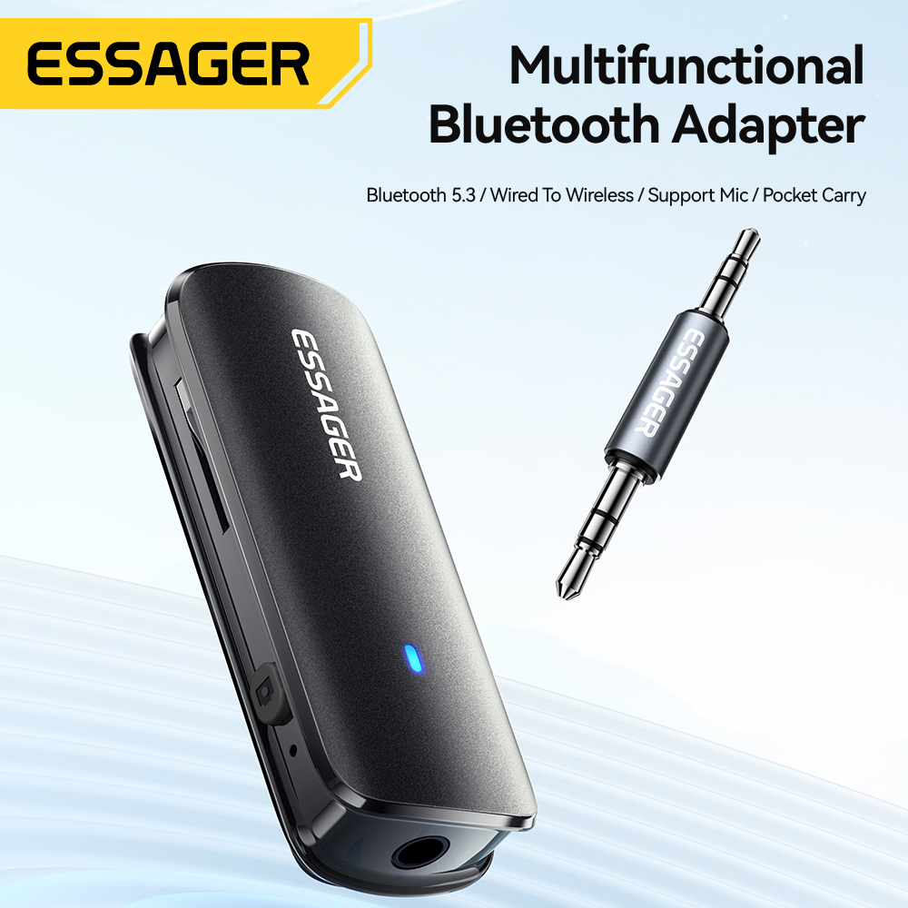 Essager Multifunctional Bluetooth 5.3 Adapter 3.5mm Jack Aux Wireless Adapter Stereo for Earphones Phones TV Car Audio Receiver