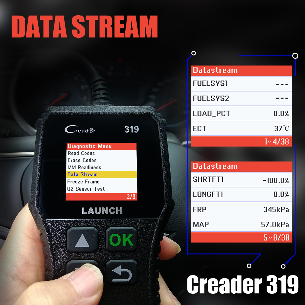 LAUNCH X431 Creader 319 CR319 Auto Code Reader OBDII Scanner Professional Automotive Scanner Obd2 Scanner Diagnostic Tools X431