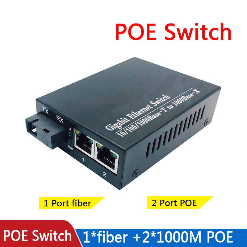 POE Switch Gigabit Ethernet Switch Media Converter Fiber Optical Uplink Port 10/100/1000M 65W 52V1.25A