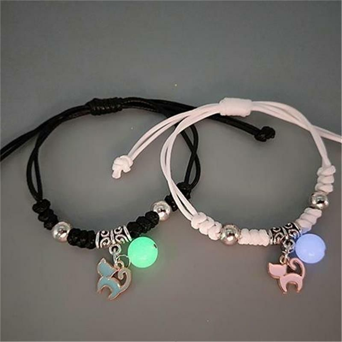 Fashion Luminous Beads Star Couple Bracelet For Women Men Charm Cat Flower Heart Key Lock Cross Matching Friend Bracelet Jewelry BR22Y0267 2