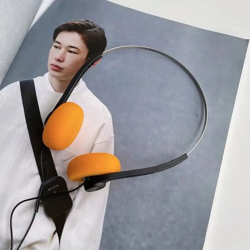 3.5mm Plug Retro Nostalgic Wired Headphones Classic Walkman On-Ear Earphones Portable Stereo Sports Headset Vintage Photo Props