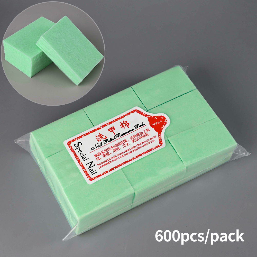 100/500/600/1000Pcs Professional Lint-Free Cotton Pads 100% Gel Clean Manicure Pads Lint-Free Wipes Cleaner Nail Cleaning Tools