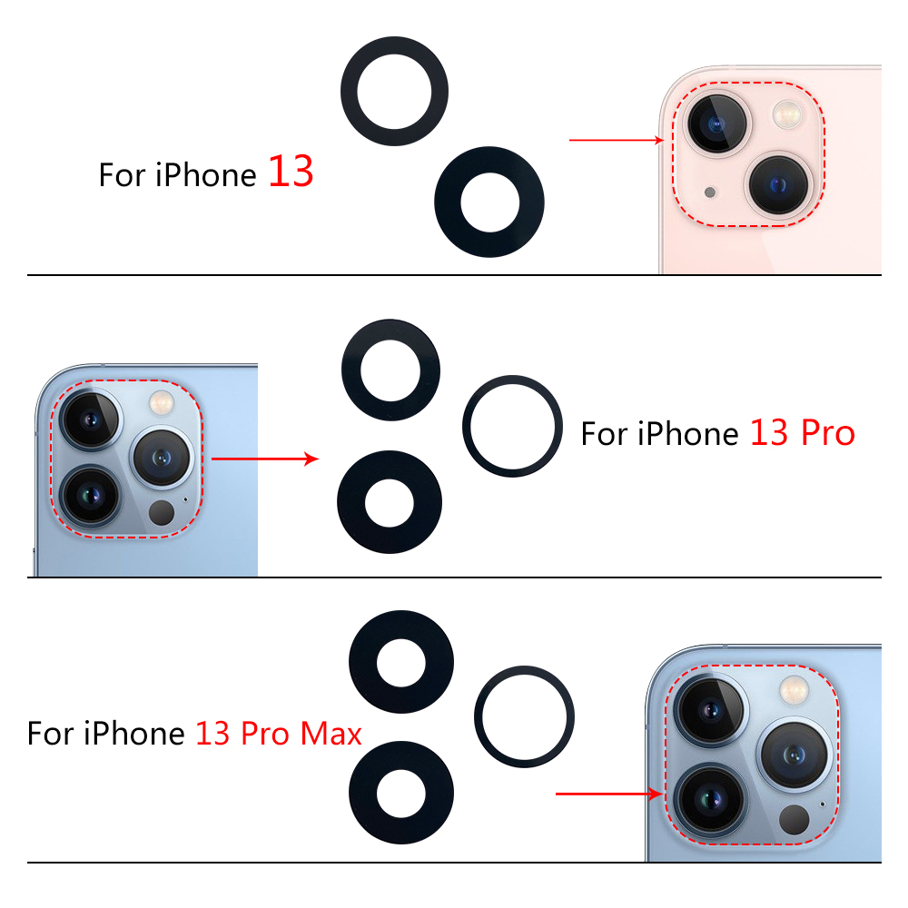NEW Tested For IPhone 13 Pro Max 13mini 14 16 Plus 6s Camera Glass Lens Back Rear Camera Glass Lens with Glue Replacement Repair