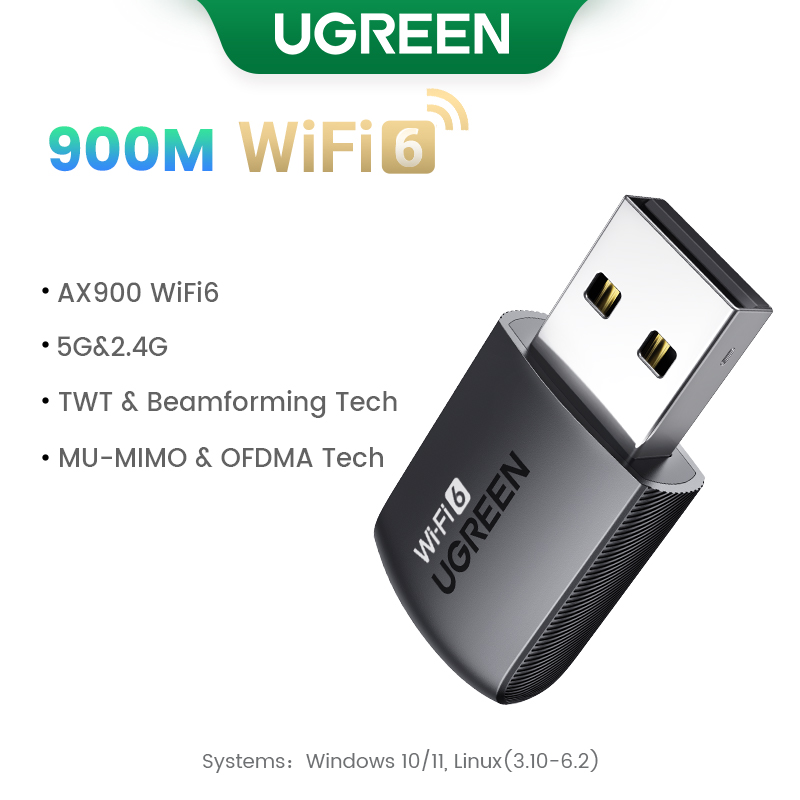 UGREEN WiFi Adapter WiFi6 AX900 AX1800 5G&2.4G Dual Band Dongle for PC Laptop Wifi Antenna USB Ethernet Receiver Network Adapter AX900