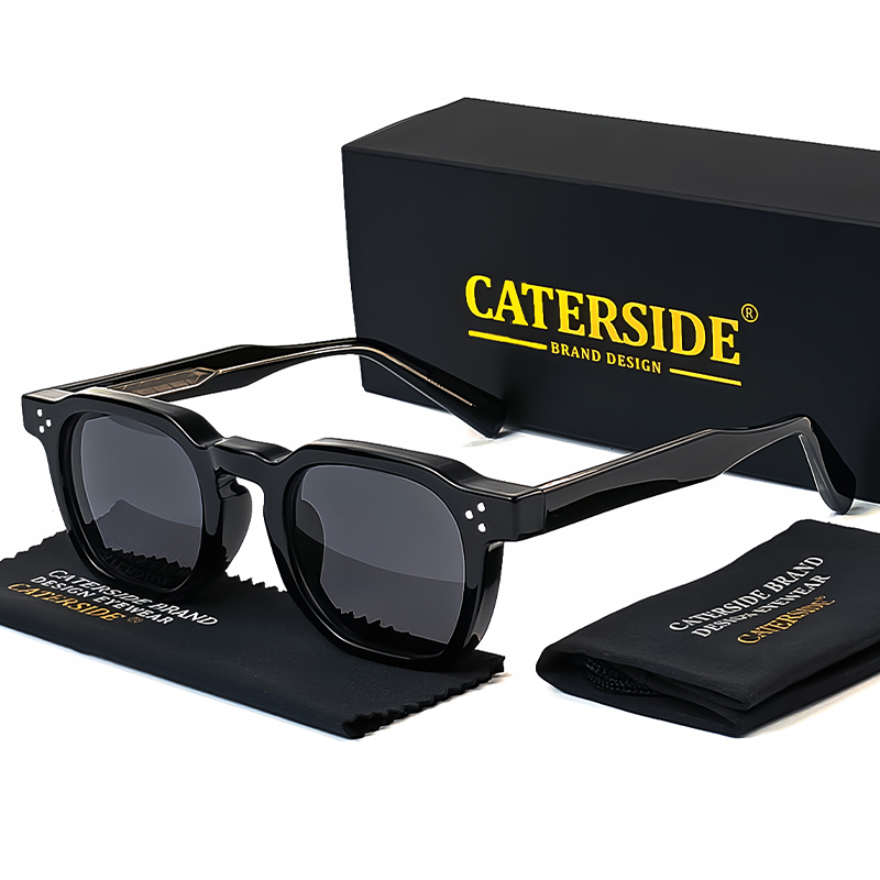 CATERSIDE Fashion Men Sunglasses Small Frame Square Personalized Design Sun Glasses Women Travel Party Business Festival Gift C01CA Black / China Mainland / AS picture show