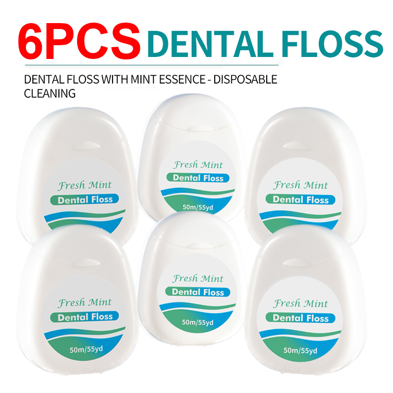 6/3/1 Pcs White Box Mint Dental Floss Roll - Cleaning Oral Tools - Dental Floss Stick Adult Home Set - Cleaning Interdental Brus