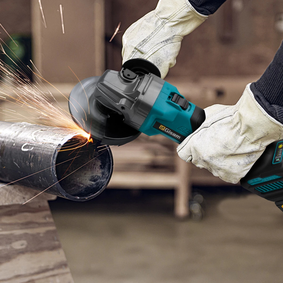 Gisam 125mm M14 Brushless Angle Grinder 7 Gears Cordless Grinding Machine Cutting Woodworking Tools For Makita 18V Battery Pins